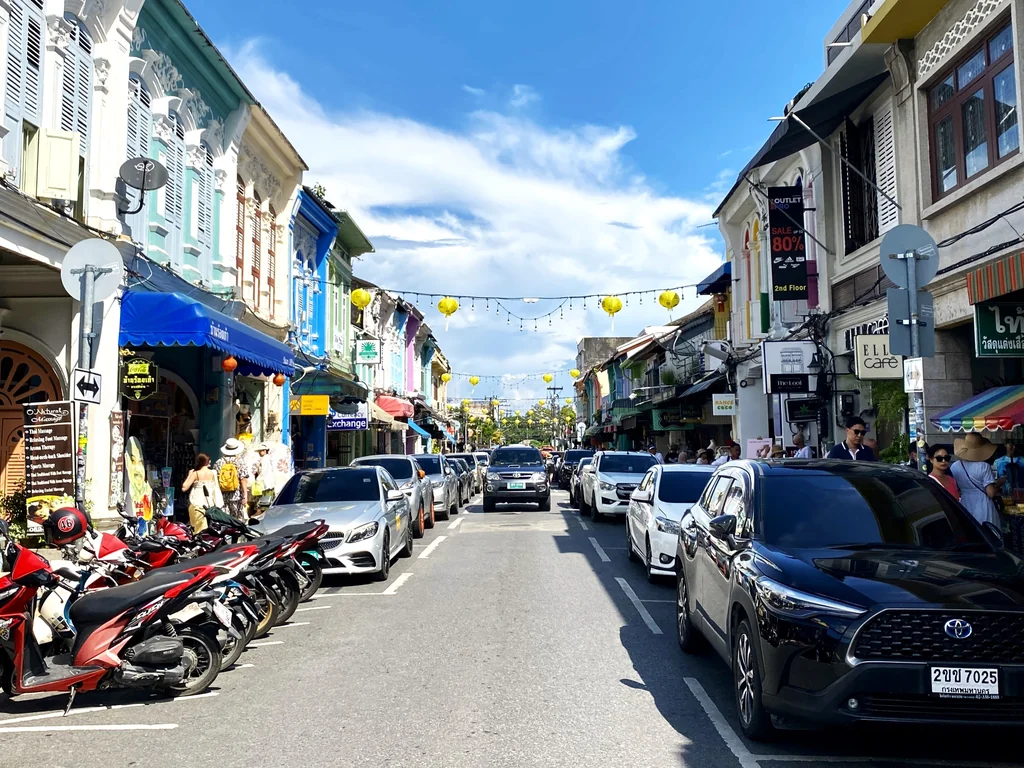 Street scene along Thalang Road in Phuket Old Town