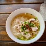 Bowl of noodle soup served in Phuket